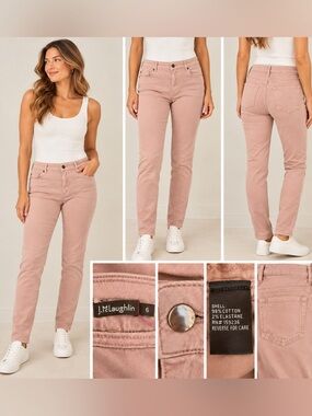 J.McLaughlin Pink Stretch Straight Leg Jeans Size 6 Cotton Denim